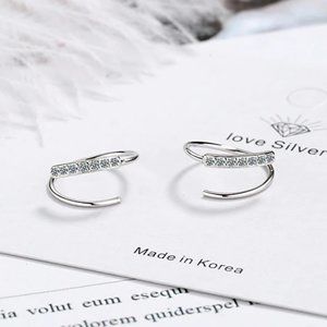 *NEW Gold/Sterling Silver Diamond Hoop Earrings